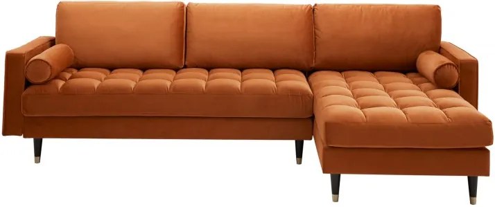 Rohová pohovka Cozy Velvet II 260cm hrdzavo hnedá zamat