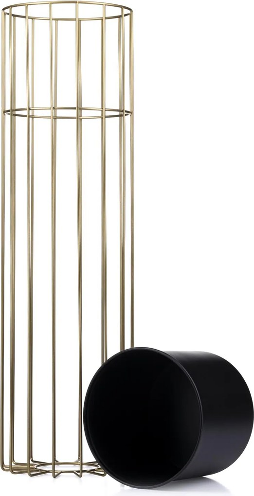 KOVOVÝ KVETINÁČ SO STOJANOM GLAM 70X20 CM ČIERNA/ZLATÁ