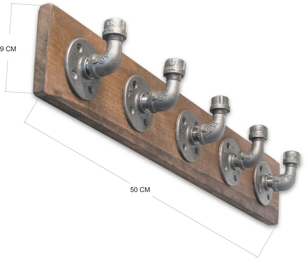 Nástenný vešiak Boruraf 50 cm orech/čierna