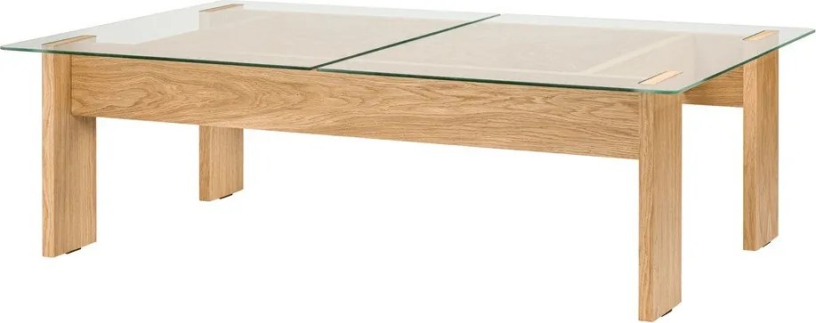 Konferenčný stolík so sklenenou doskou v prírodnej farbe 86x132 cm Naiko – noo.ma