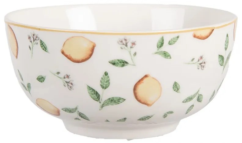 Biela porcelánová miska s citrónmi Lemons & Leafs - Ø 14*7 cm / 500 ml