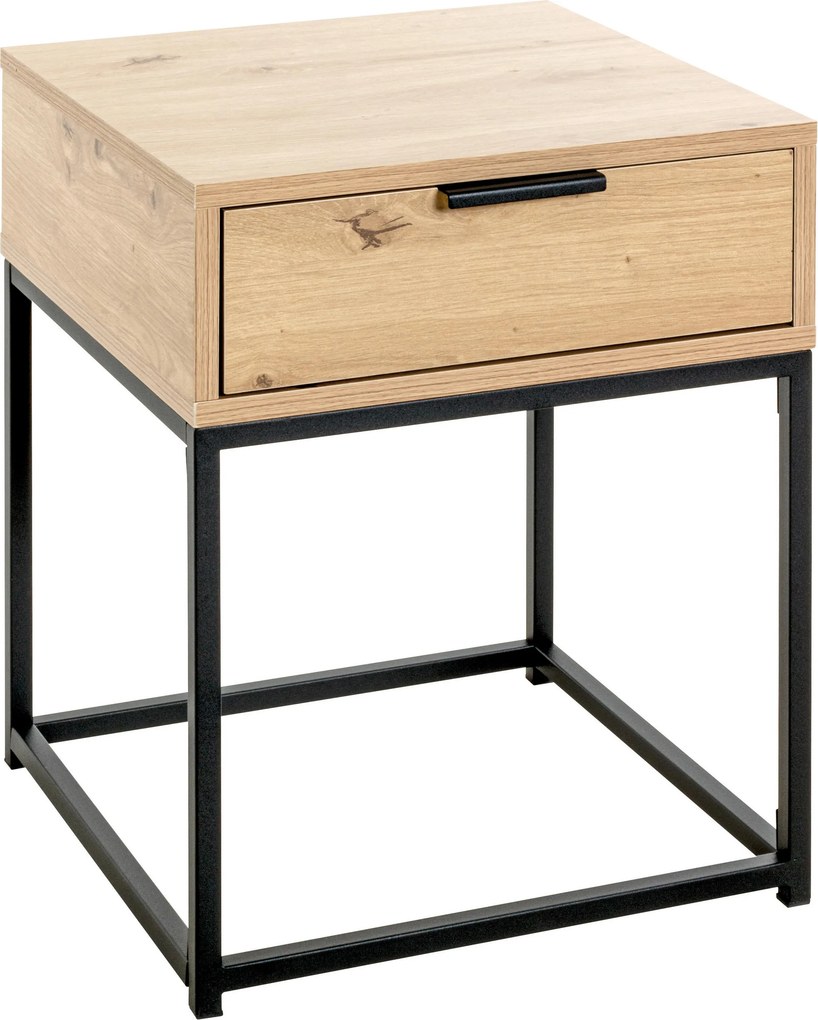 XXXLutz NOČNÝ STOLÍK, čierna, farba duba, 40/50/40 cm - Nočné stolíky - 001931044001
