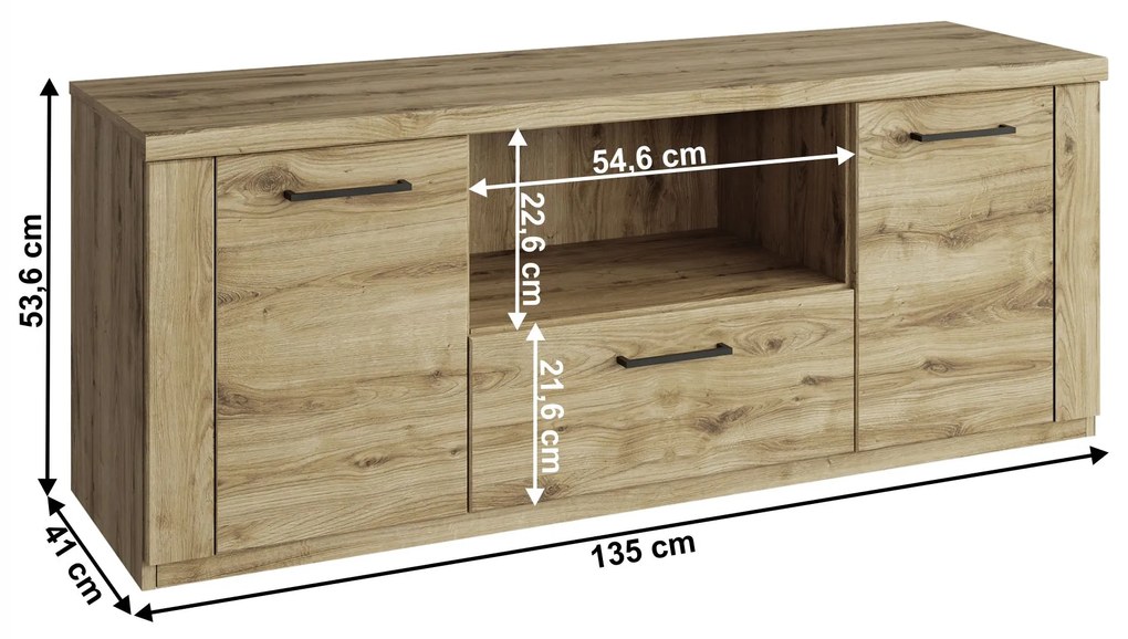 TV stolík/skrinka DORIS (dub navarra). Vlastná spoľahlivá doprava až k Vám domov. 1091699