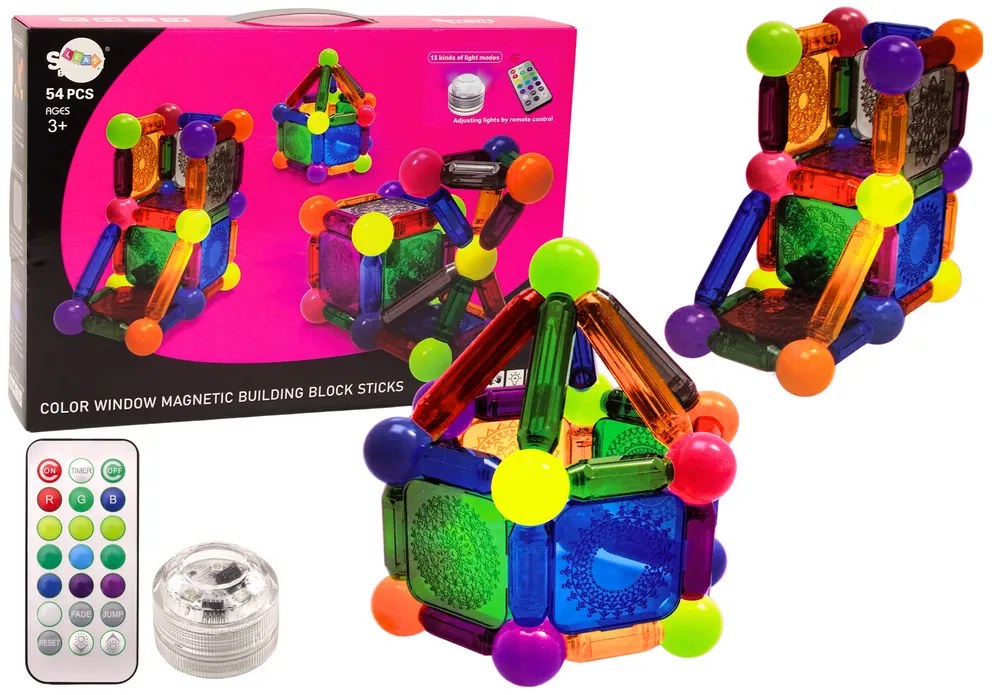 LEAN TOYS Magnetická stavebnica - 54 kusov