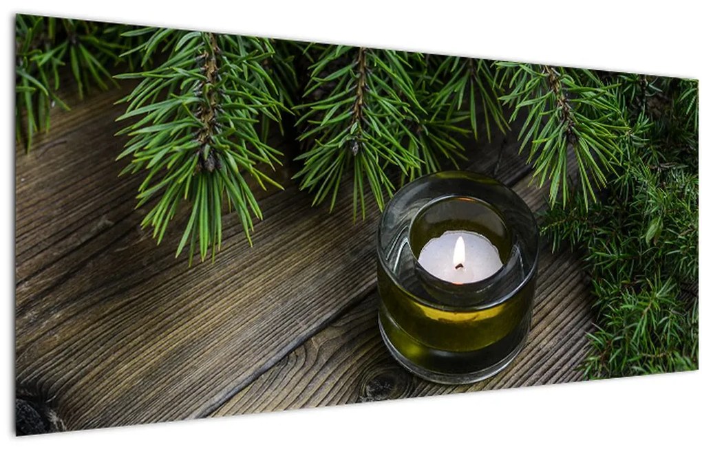 Obraz - vianočná sviečka (120x50 cm)