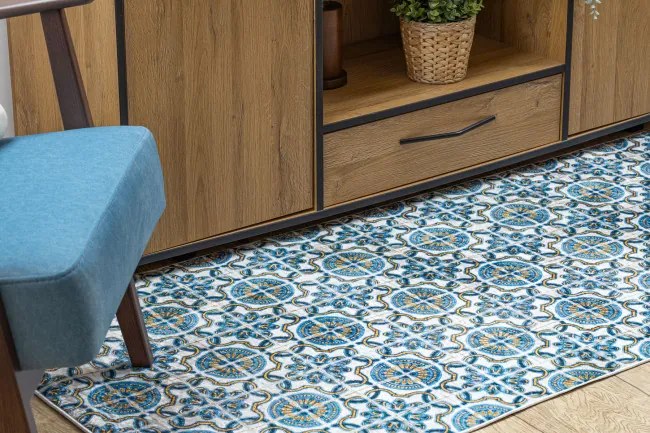 Protišmykový koberec / behúň ANDRE 53020 modrý / béžový