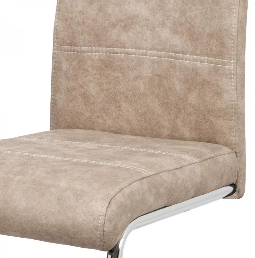 Autronic -  Jedálenská stolička HC-483 CRM3 krémová látka COWBOY v dekore vintage kože