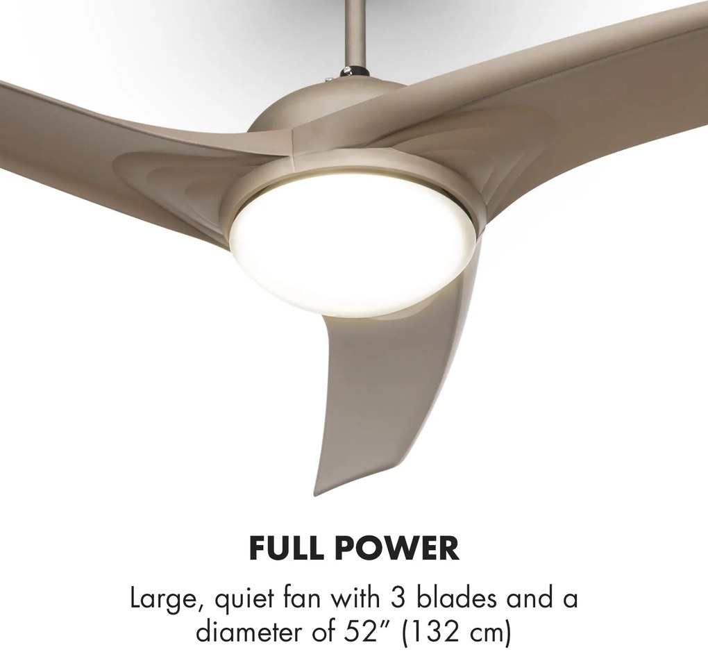 Klarstein Figo, stropný ventilátor, 52", 55 W, stropná lampa, 2 x 42 W, diaľkový ovládač, titán