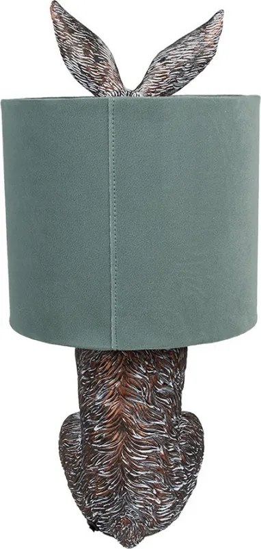 Šedá stolná lampa králik so zeleným tienidlom Rabbi - Ø 20*43 cm