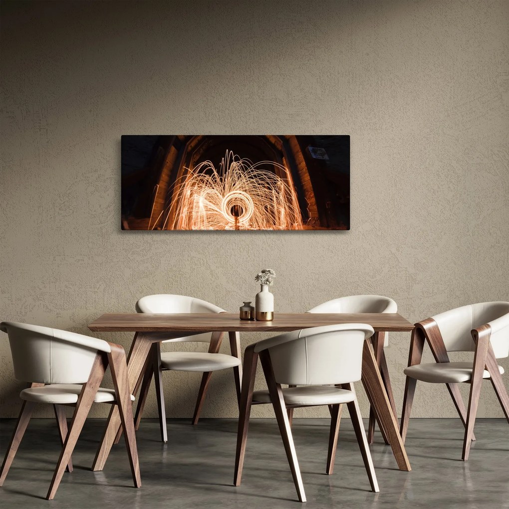 Obraz - Svetelná show na koľajniciach (120x50 cm)
