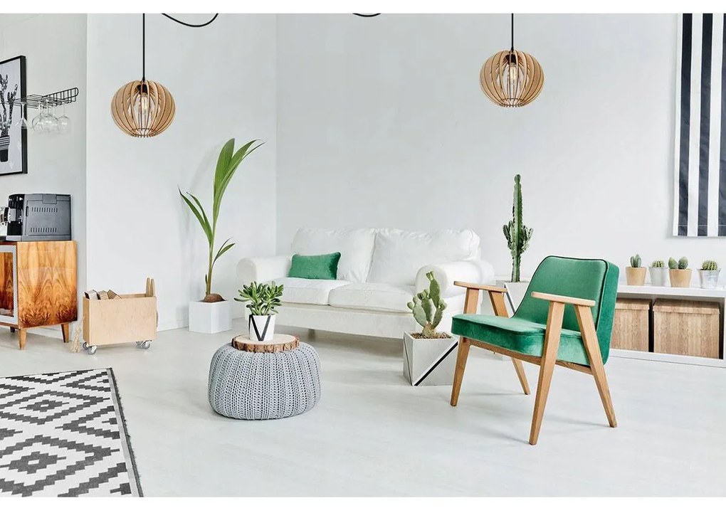 Závesné svietidlo Timber Spider 2, 2x drevené tienidlo