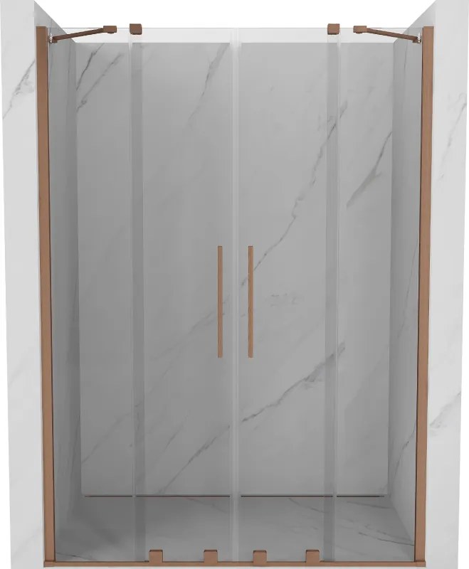 Mexen Velar Duo, posuvné dvere do otvoru 150x200 cm, 8mm číre sklo, medená matná, 871-150-000-02-65