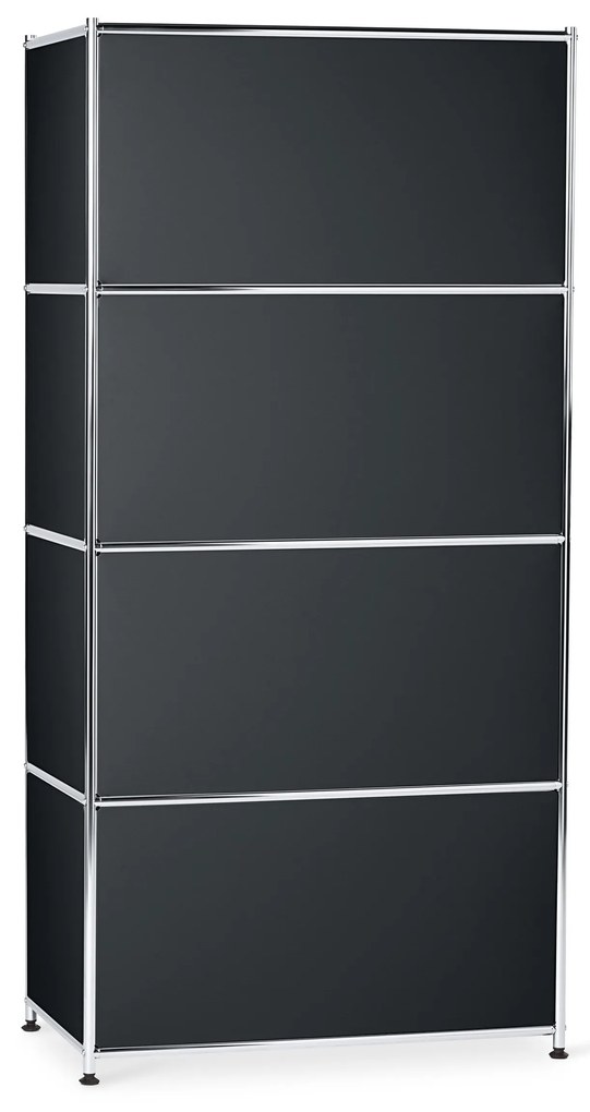 Kovová vysoká skrinka »CN3« so 4 výklopnými priehradkami, čierna