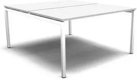 Združené pracovné stoly, doska biela, podnož biela