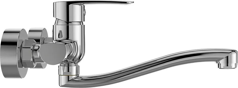 Mereo Pego, drezová nástenná batéria, 150 mm, s ramienkom plochým vyhnutým 200 mm, chróm, MER-CB301P