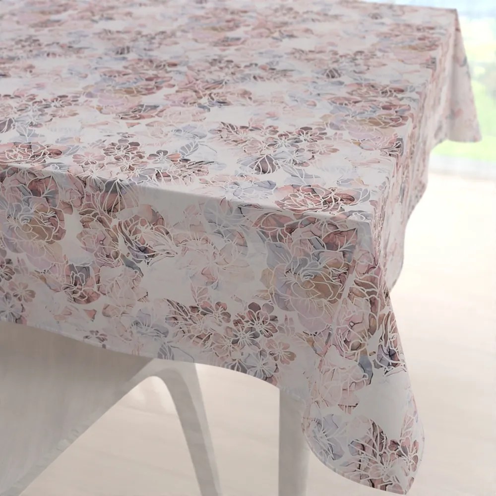 Biante Dekoračný štvorcový obrus Rongo RGP-501 Ružovo-fialkové kvety na bielom 130x130 cm