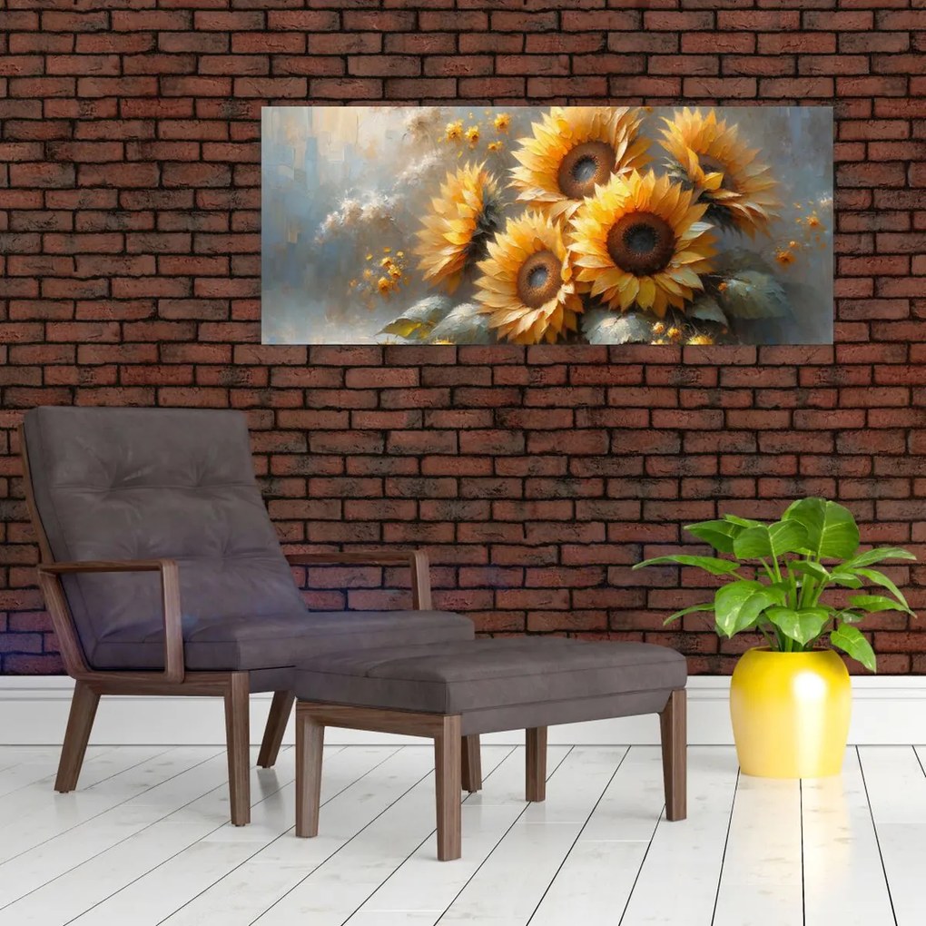 Obraz - Maľba slnečníc (120x50 cm)