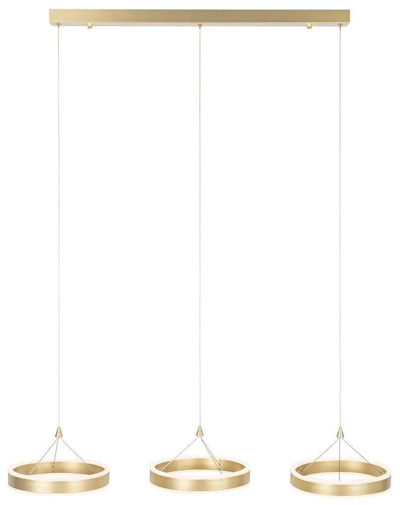 Závesné svietidlo mosadzné obdĺžnikové vrátane LED 3-stupňový stmievač 3-svetlo - Lyani