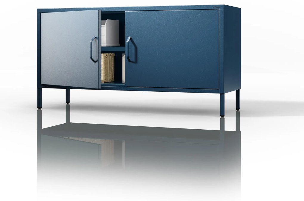 TV skrinka kovová na nožičkách tmavomodrá, 1150x595x400 mm: ROSA Modern