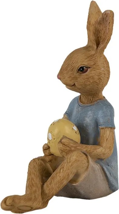 Dekorácia sediaci králik s maľovaným vajíčkom - 10*6*12 cm