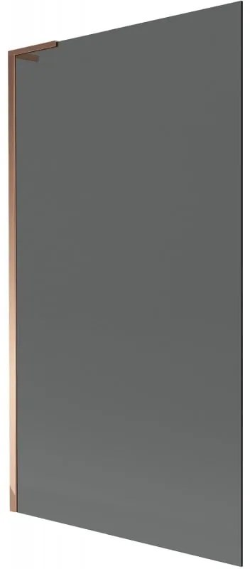 Mexen Next L, 1-krídlová vaňová zástena 100 x 150 cm, 6mm šedé sklo, ružové zlato profil, 895-100-000-03-40-60