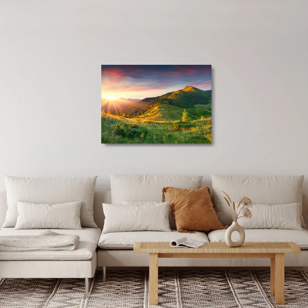 Sklenený obraz - Letná krajina (70x50 cm)
