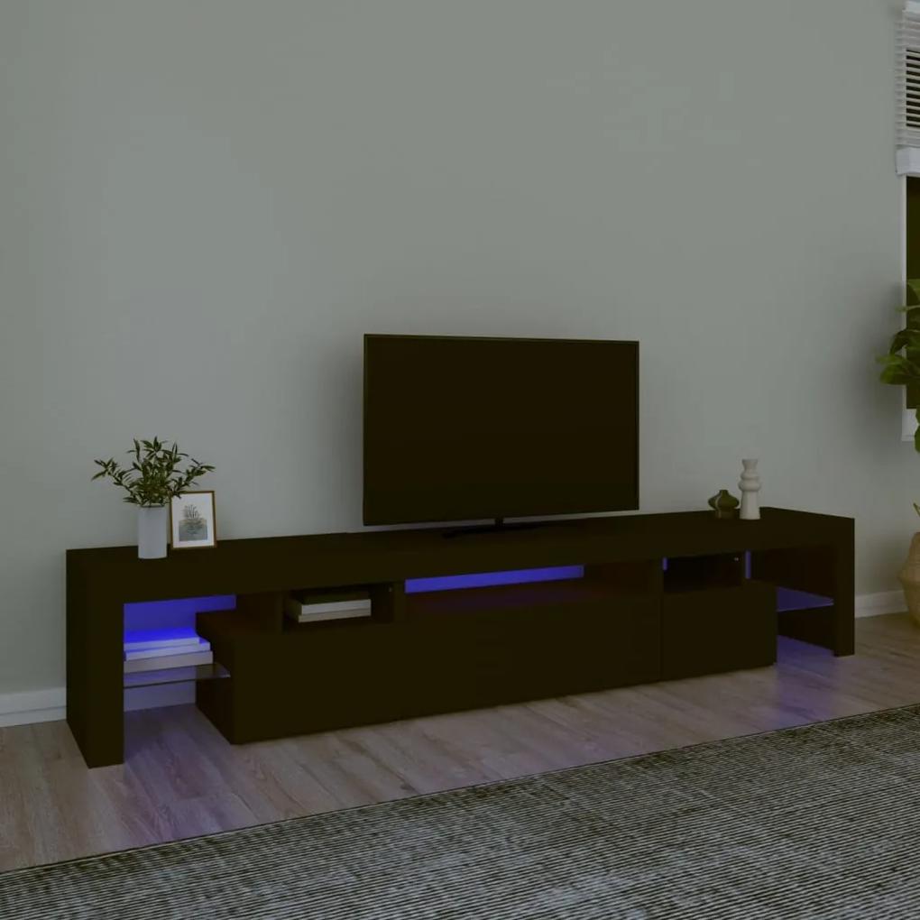 TV skrinka s LED svetlami čierna 215x36,5x40 cm