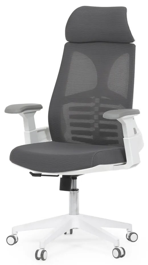Kancelárska otočná stolička TONKA — sieť, biela / šedá