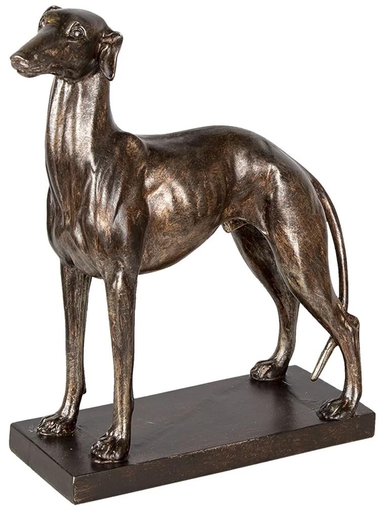 Hnedá dekoratívne soška psa so zlatou patinou - 27 * 11 * 31 cm
