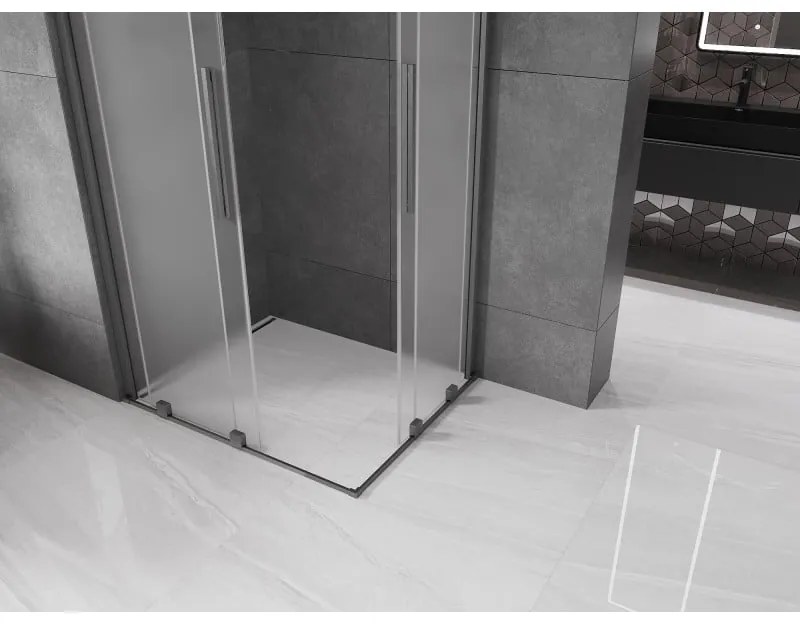 Mexen Velar Duo, sprchový kút s posuvnými dverami 100 x 90 cm, 8mm sklo námraza, grafit brúsený, 871-100-090-32-66