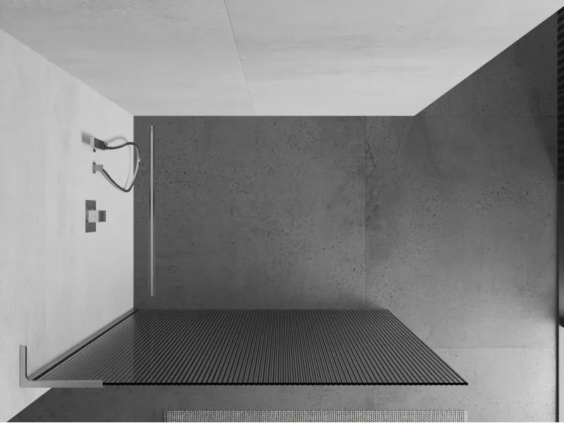 Mexen Kioto L, sprchová zástena Walk-In 110 x 200 cm, 8mm sklo s rebrovým vzorom, chrómový profil, 800-110-103-01-09
