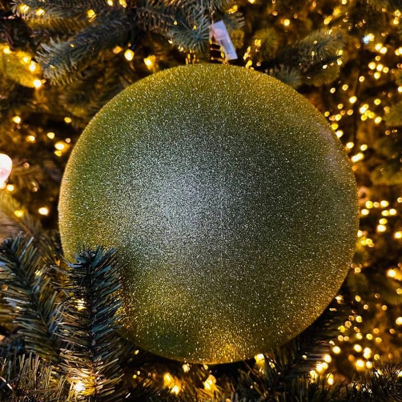 DECOLED Plastová koule, prům. 20 cm, jablkově zelená, glitter