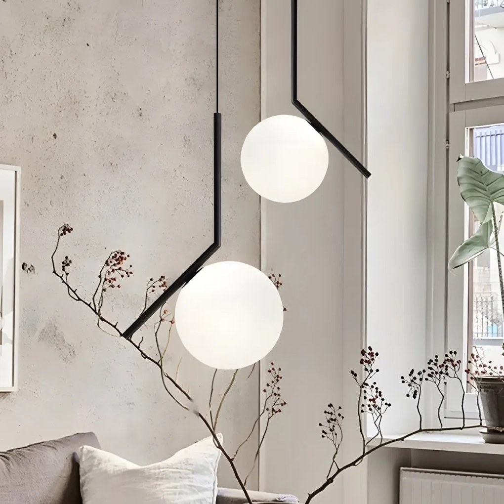 Toolight Toolight, stropná lampa sklenená guľa G107-1W, čierna-biela, OSW-09732