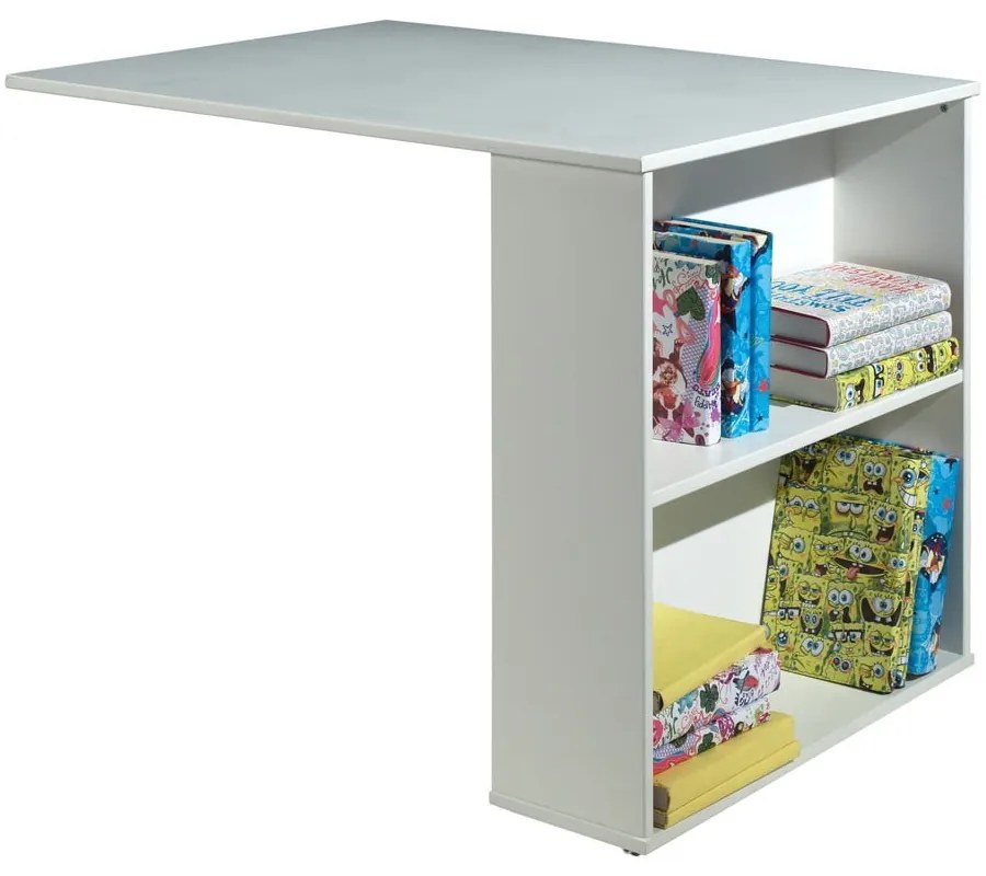 Biela vyvýšená detská posteľ z borovicového dreva s úložným priestorom s roštom 90x200 cm Scott – Vipack