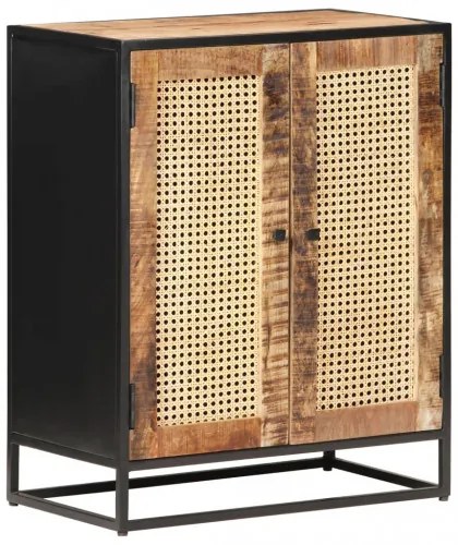 vidaXL Komoda 60x35x75 cm surové mangovníkové drevo a trstina-