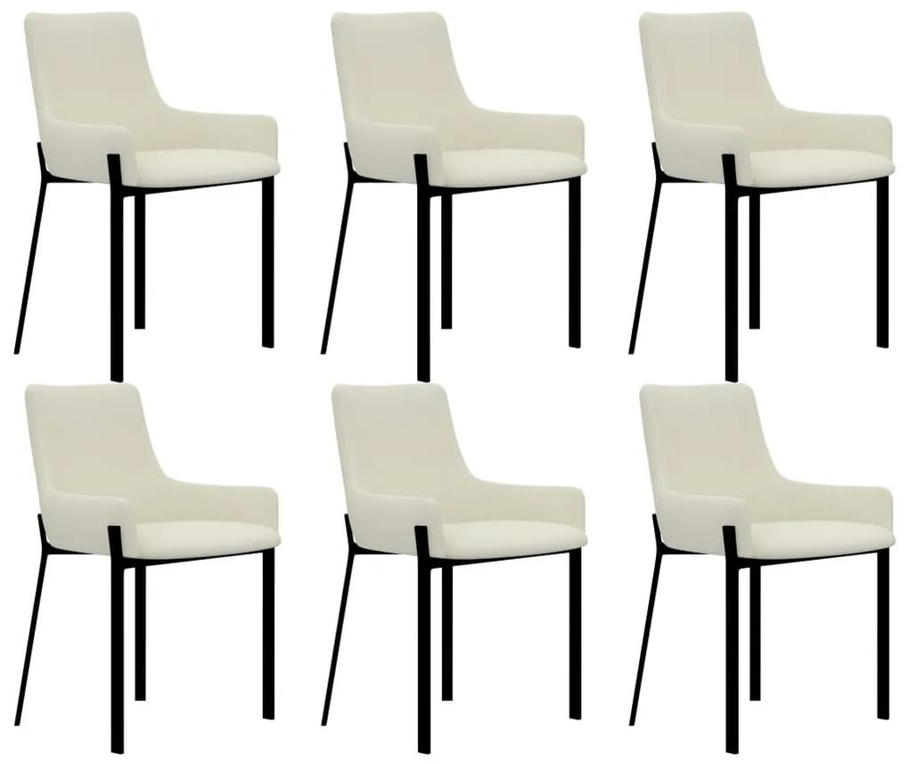 vidaXL Jedálenské stoličky 6 ks, krémové, látka
