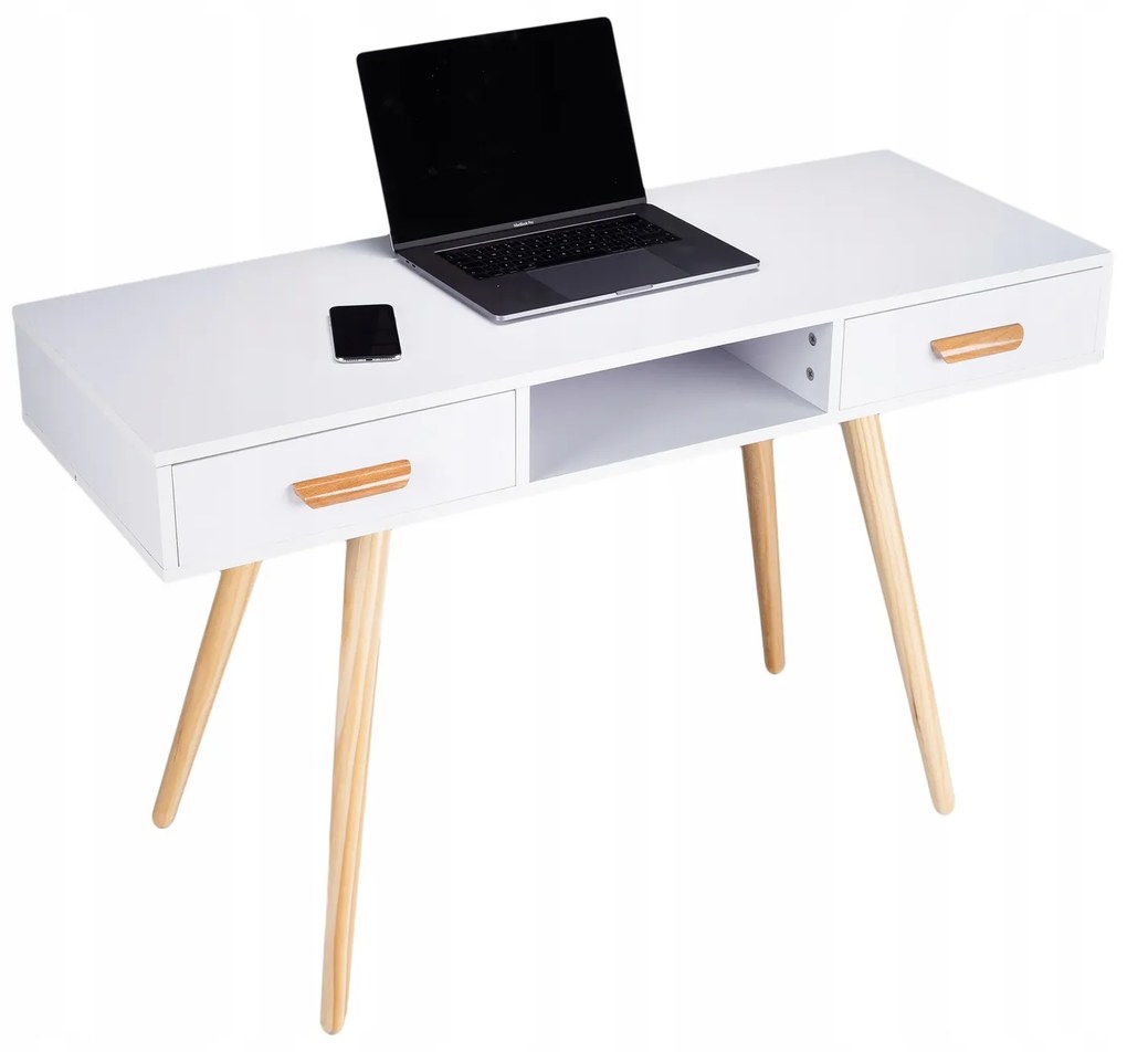 ModernHome Biely písací stôl - 2x zásuvka