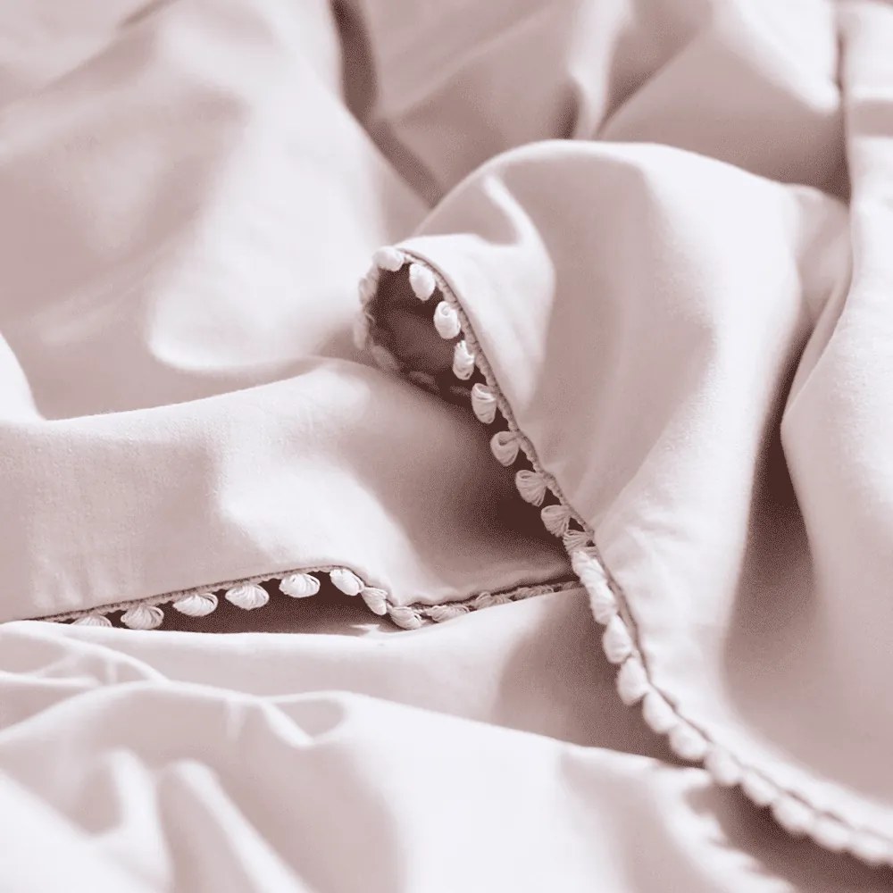 Obliečky pre dospelých s čipkou púdrovo ružová 140x200cm