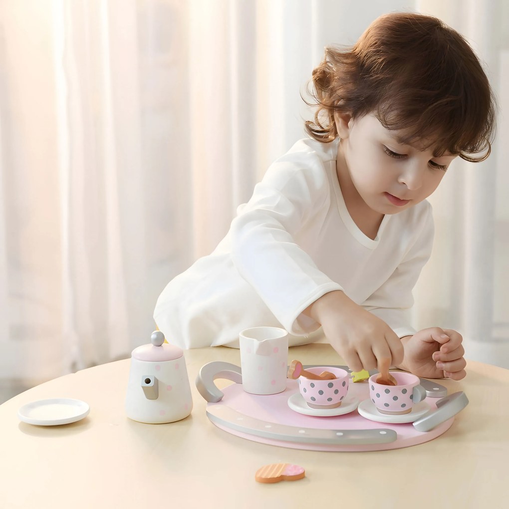 Drevený čajový set pre deti 3+ 15 dielov ECOTOYS – hračka, servis na čaj