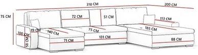 Rozkladacia rohová sedacia súprava TORONTO Tmavo sivá/čierna eko-koža Pravá