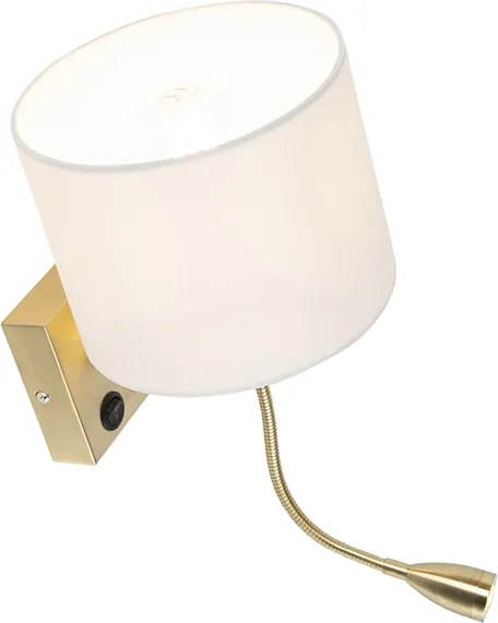 Art Deco nástenná lampa zlatá s bielym tienidlom - Brescia