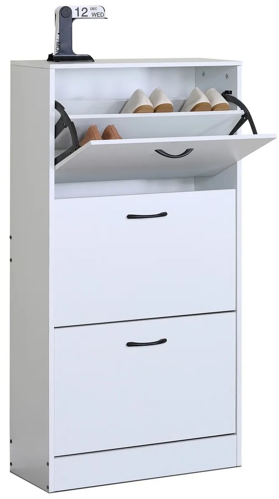 Botník s priehradkami G1016 WT, biela, 3 poschodia