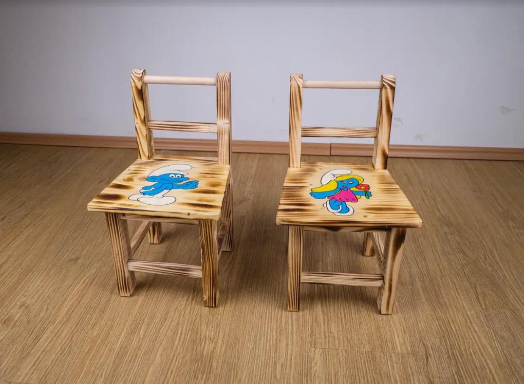 Bestent Detský drevený stolík Šmolkovia + 2 stoličky