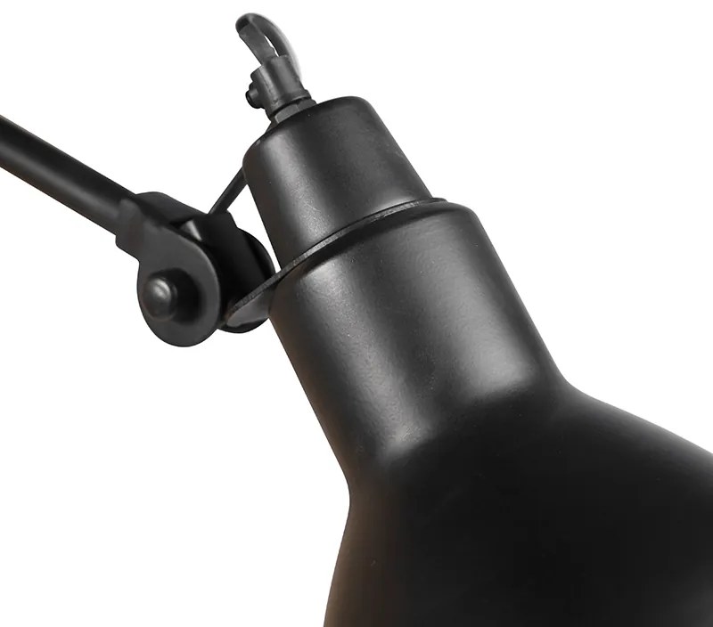Priemyselná nástenná lampa čierna nastaviteľná - Wye