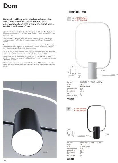 Redo 01-1226 - LED stmievateľná stolová lampa DOM LED/21W/230V biela