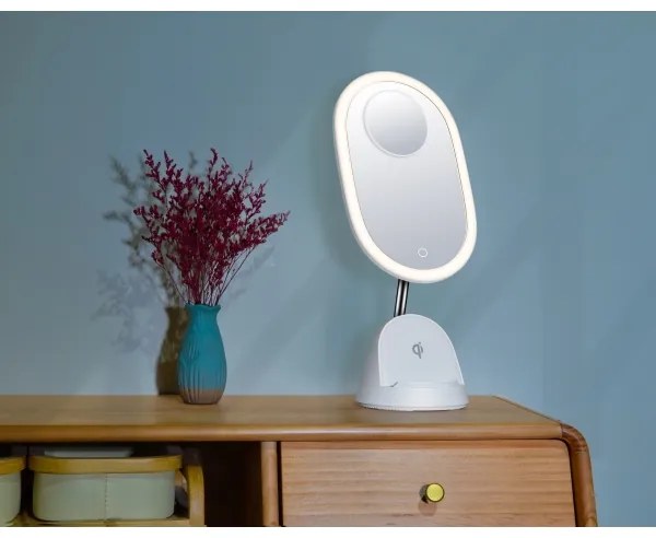 Immax 08970L - LED Stmievateľné zrkadielko s bezdrôtovým nabíjaním LED/18W/230V