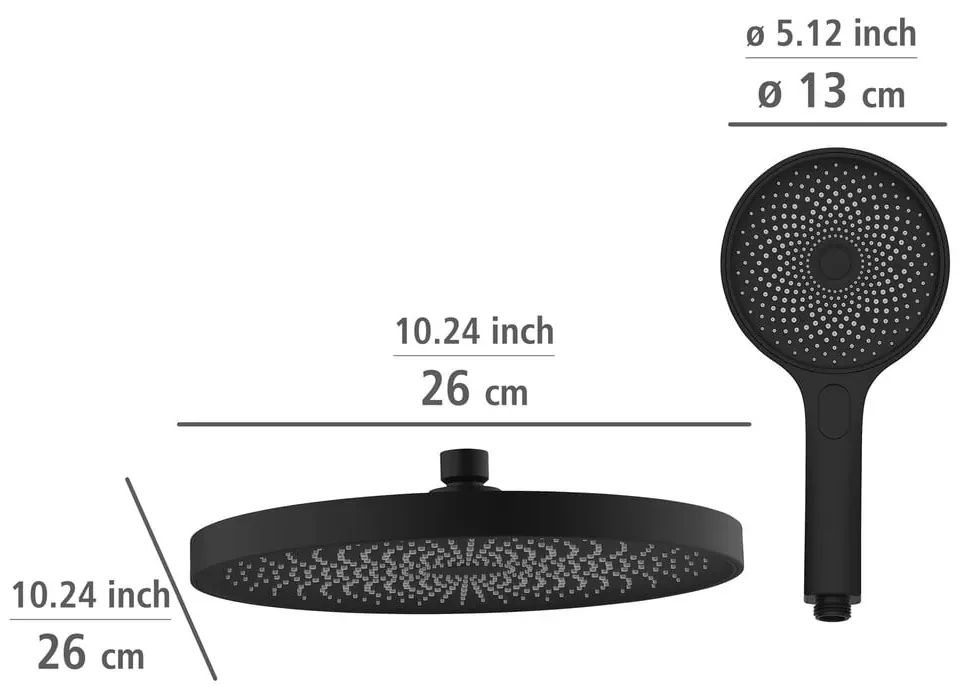 Čierny sprchový set z nerezovej ocele 120 cm Soft Water - Wenko