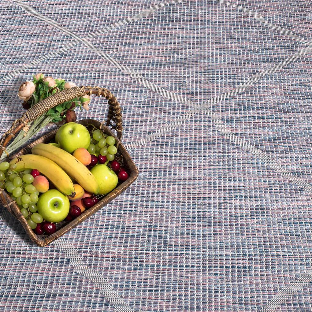 Dekorstudio Šnúrkový okrúhly koberec PALM 3075 - ružovomodrý Priemer koberca: 200cm