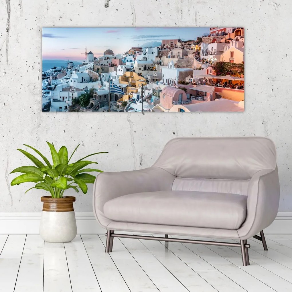 Obraz - Súmrak v Santorini (120x50 cm)