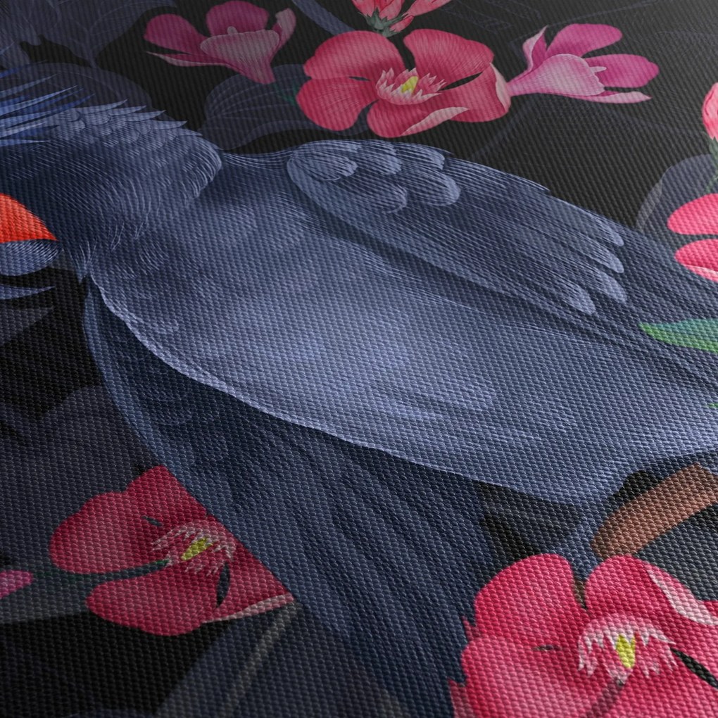 Obraz - Papagáj medzi kvetmi (90x60 cm)